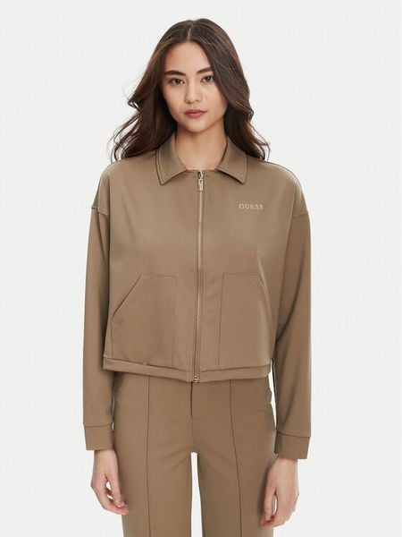 Guess Bluza V5YL08 KCX42 Brązowy Regular Fit. Brązowe bluzy Guess, l, z aplikacjami, z syntetyku, bez kaptura. Za 299,99 zł.