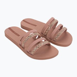 Klapki damskie Ipanema Chic Slide. Brązowe klapki Ipanema, bez wzorów, bez obcasa. Za 88,94 zł.