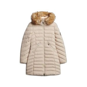 Parka dla kobiet Superdry Fuji. Brązowe kurtki Superdry, na zimę, bez wzorów, bez kaptura. Za 528,50 zł.
