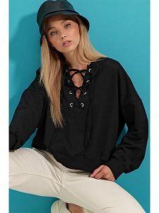 Trend Alacati Bluza w kolorze czarnym rozmiar: L. Czarne bluzy Trend Alacati, l, bez wzorów, z bawełny, bez kaptura. Za 74,81 zł.