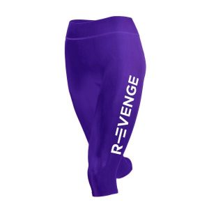 Legginsy techniczne do biegania Capri damskie z taśmami kinetycznymi. Fioletowe legginsy R-EVENGE, bez wzorów, z elastanu. Za 212,88 zł.