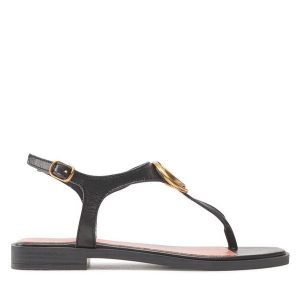 Sandały Guess. Czarne sandały Guess, z aplikacjami, bez obcasa, na płaskiej podeszwie, bez zapięcia. Za 529,99 zł.