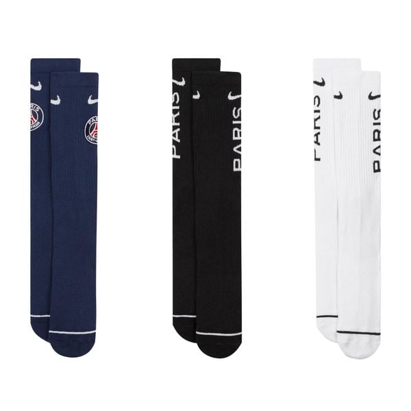 Skarpetki Unisex Dla Dorosłych Paris Saint Germain FC (zestaw 3 Sztuk). Niebieskie skarpetki Nike, bez wzorów. Za 162,99 zł.