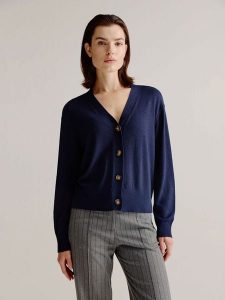Josephine & Co Kardigan "August" w kolorze granatowym rozmiar: XL. Niebieskie kardigany Josephine & Co, xl, bez wzorów, z wełny, bez ramiączek. Za 152,99 zł.