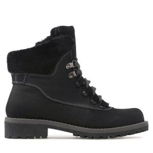 Trzewiki Lasocki. Czarne botki Lasocki, bez wzorów, bez obcasa, na płaskiej podeszwie, bez zapięcia. Za 134,99 zł.