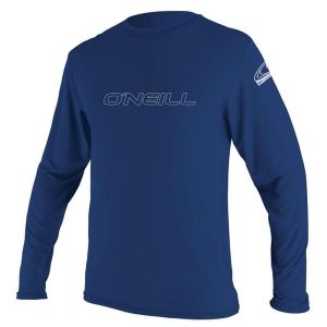 Koszulka do sportów wodnych ONEILL Basic Skins długi rękaw. Niebieskie bluzki O'Neill, xl, bez wzorów, sportowe, bez kołnierzyka, bez ramiączek. Za 195,00 zł.