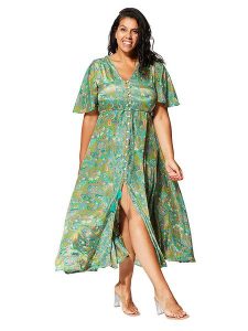 Aller Simplement Sukienka w kolorze turkusowym rozmiar: 54-58. Zielone sukienki Aller Simplement, bez wzorów, klasyczne, bez kołnierzyka, bez ramiączek, maxi. Za 78,99 zł.