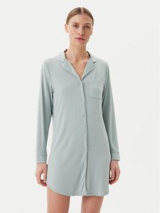 Hunkemöller Koszula nocna Essential 301472 Zielony. Zielone koszule nocne Hunkemöller, bez wzorów, z satyny, bez ramiączek. Za 109,99 zł.