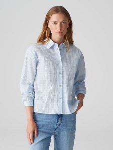 OPUS Koszula w kolorze błękitnym rozmiar: 44. Niebieskie koszule Opus, bez wzorów, bez kołnierzyka, bez ramiączek. Za 143,99 zł.