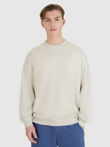 4F Bluza dresowa nierozpinana bez kaptura uniseks - beżowa S. Brązowe bluzy 4f, s, bez wzorów, z bawełny, bez kaptura. W wyprzedaży za 69,99 zł.