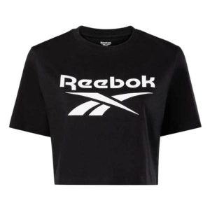 Reebok Identity Crop T-shirt Czarny. Czarne t-shirty Reebok, bez wzorów, bez kołnierzyka, bez ramiączek. Za 66,99 zł.