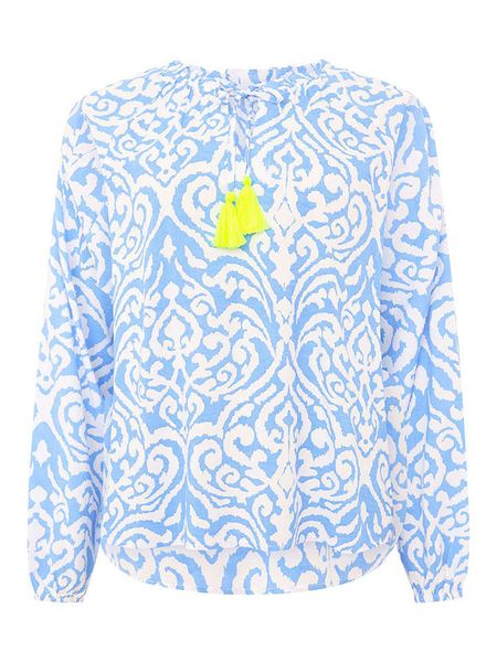 Zwillingsherz Bluzka w kolorze niebieskim rozmiar: S/M. Niebieskie bluzki Zwillingsherz, m, bez wzorów, z wiskozy, bez kołnierzyka, bez ramiączek. Za 96,60 zł.