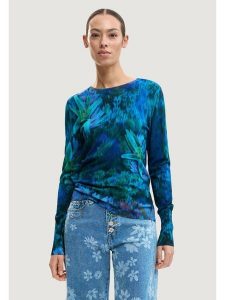 Desigual Sweter Suecia 26SWJF36 Niebieski Regular Fit. Niebieskie swetry klasyczne Desigual, l, z wiskozy, bez kołnierzyka. Za 379,99 zł.