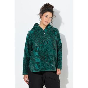 Damskie Polarowa bluza z kapturem krótka wzór kwiatowy/w panterkę kaptur. Zielone bluzy Ulla Popken, plus size, bez wzorów, z materiału, z kapturem. Za 239,99 zł.