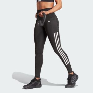 Legginsy Optime 3-Stripes Full-Length. Czarne legginsy ADIDAS, bez wzorów, z materiału. Za 205,00 zł.