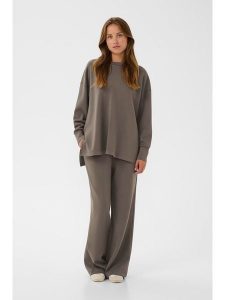 Kaffe Sweter w kolorze szarobrązowym rozmiar: L. Brązowe swetry oversize Kaffe, l, bez wzorów, bez ramiączek. Za 126,99 zł.