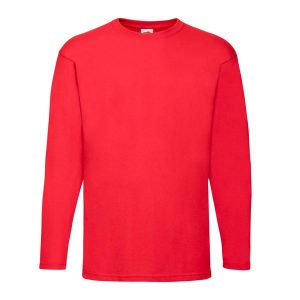 Koszulka Z Długim Rękawem Dla Dorosłych Unisex Valueweight. Czerwone bluzki FRUIT OF THE LOOM, s, bez wzorów, sportowe, bez kołnierzyka, bez ramiączek. Za 48,99 zł.