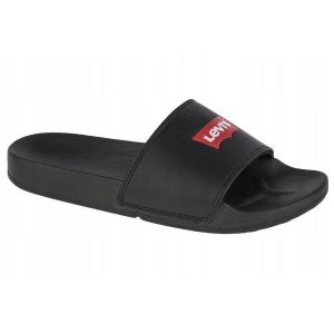 Klapki Unisex Dla Dorosłych June Batwing. Czarne klapki Levi's®, bez wzorów, z gumy, z otwartym noskiem, bez obcasa, na obcasie. Za 99,00 zł.