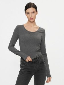 ONLY Bluzka 15204712 Szary Stretch Fit. Szare bluzki ONLY, xs, bez wzorów, z bawełny, bez kołnierzyka, bez ramiączek. Za 79,99 zł.