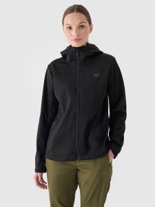 4F Kurtka softshell wiatroodporna membrana 8000 damska - czarna XS. Czarne kurtki 4f, m, bez wzorów, z materiału, z kapturem. W wyprzedaży za 199,99 zł.