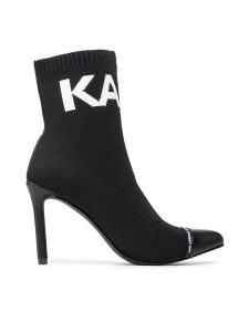 KARL LAGERFELD Botki KL31361A Czarny. Czarne botki KARL LAGERFELD, bez wzorów, z materiału, bez obcasa, na szpilce, bez zapięcia. Za 469,99 zł.