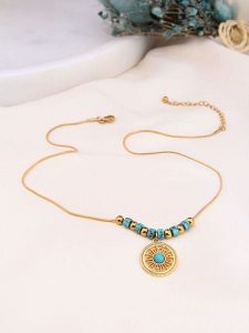 Charlize Pozłacany naszyjnik z turkusami - dł. 50 cm rozmiar: onesize. Niebieskie naszyjniki Charlize, z turkusem, pozłacane. Za 109,00 zł.