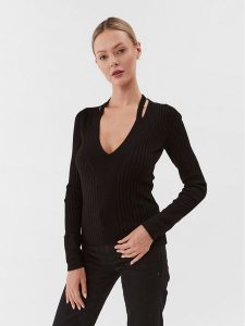 Guess Sweter W3BR30 Z2V42 Czarny Regular Fit. Czarne swetry klasyczne Guess, xs, z wiskozy, bez kołnierzyka. Za 569,99 zł.