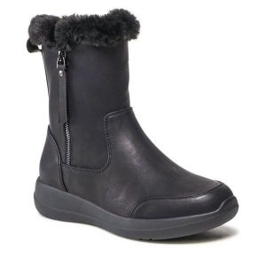 Botki Clara Barson. Czarne botki Clara Barson, bez wzorów, bez obcasa, na płaskiej podeszwie, bez zapięcia. Za 101,99 zł.