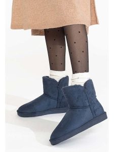 Blackfield Botki zimowe "Bellevue" w kolorze granatowym rozmiar: 40. Niebieskie botki Blackfield, na zimę, bez wzorów, z materiału, bez obcasa, bez zapięcia. Za 129,88 zł.
