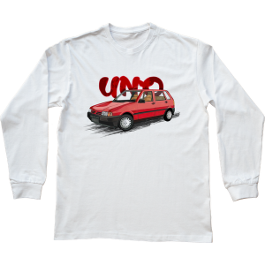 Fiat Uno — bluzka z długim rękawem. Białe bluzki nikiniki, s, bez wzorów, z bawełny, bez kołnierzyka, bez ramiączek. W wyprzedaży za 75,65 zł.
