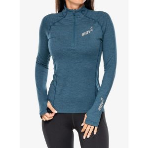 Bluza biegowa damska Inov-8 Train Elite Mid LSZ. Niebieskie bluzy Inov-8, xs, bez wzorów, bez kaptura. Za 140,99 zł.