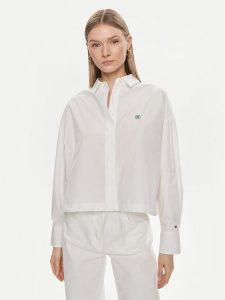 Tommy Hilfiger Koszula WW0WW41832 Biały Relaxed Fit. Białe koszule TOMMY HILFIGER, bez wzorów, z bawełny, bez kołnierzyka, bez ramiączek. Za 449,99 zł.