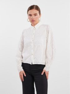 YAS Koszula 26030708 Biały Regular Fit. Białe koszule YAS, xl, bez wzorów, z bawełny, bez kołnierzyka, bez ramiączek. Za 229,99 zł.