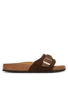 Birkenstock Klapki Oita Braided 1031734 Brązowy. Brązowe klapki Birkenstock, bez wzorów, ze skóry, bez obcasa. Za 474,99 zł.