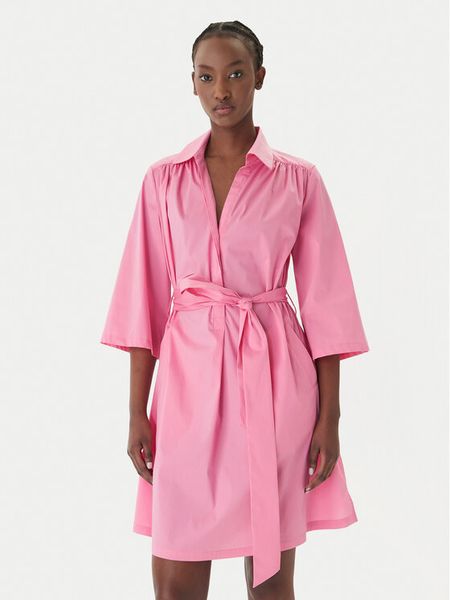 LOLA CASADEMUNT Sukienka koszulowa LS2616140 Różowy Relaxed Fit. Czerwone sukienki LOLA CASADEMUNT, s, bez wzorów, z bawełny, bez kołnierzyka, bez ramiączek, koszulowe. Za 543,99 zł.