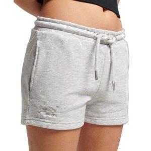 Damskie Szorty z dżerseju z haftem Superdry Vintage Logo. Szare szorty Superdry, bez wzorów, z dżerseju, vintage. W wyprzedaży za 186,40 zł.