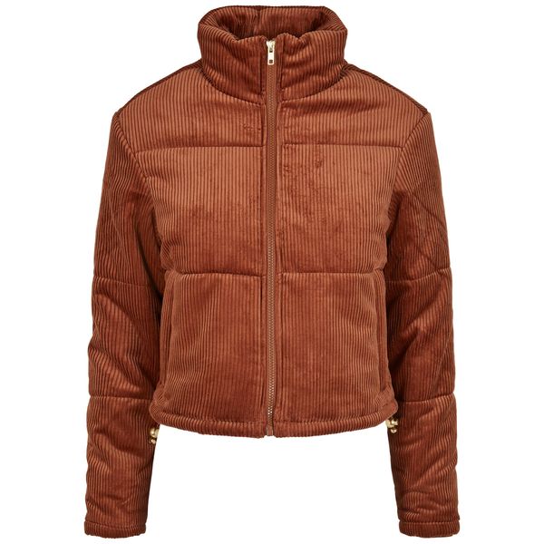 Kurtka damska Urban Classics corduroy puffer. Brązowe kurtki Urban Classics, bez wzorów, z puchu, bez kaptura. Za 304,50 zł.