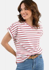 T-shirt w paski, Comfort Fit, T-PORTO. Czerwone t-shirty Volcano, xxl, bez wzorów, z bawełny, bez kołnierzyka, bez ramiączek. Za 64,99 zł.