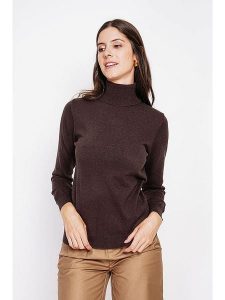 ASSUILI Golf w kolorze ciemnobrązowym rozmiar: 38. Brązowe golfy Assuili, bez wzorów. Za 166,88 zł.