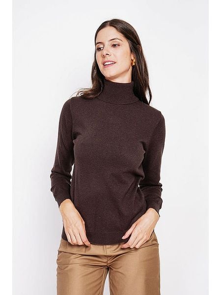 ASSUILI Golf w kolorze ciemnobrązowym rozmiar: 38. Brązowe golfy Assuili, bez wzorów. Za 166,88 zł.