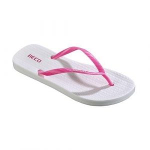 Beco Sunshine japonki damskie biało-różowe. Białe klapki 47 Brand, bez wzorów, bez obcasa. Za 198,99 zł.