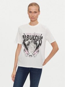 ONLY T-Shirt Lulu 15307345 Biały Regular Fit. Białe t-shirty ONLY, m, bez wzorów, z bawełny, bez kołnierzyka, bez ramiączek. Za 99,99 zł.