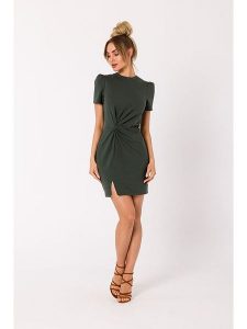 Made of emotion Sukienka w kolorze khaki rozmiar: XXL. Zielone sukienki Made Of Emotion, xxl, bez wzorów, bez kołnierzyka, bez ramiączek, mini. Za 117,99 zł.