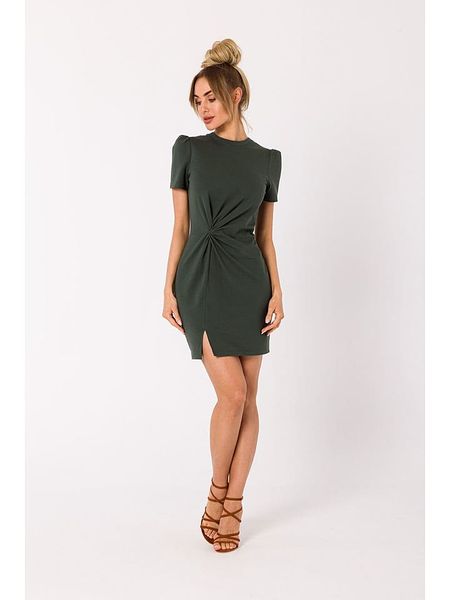 Made of emotion Sukienka w kolorze khaki rozmiar: XXL. Zielone sukienki Made Of Emotion, xxl, bez wzorów, bez kołnierzyka, bez ramiączek, mini. Za 119,68 zł.