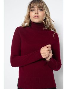 Perfect Cashmere Kaszmirowy golf "Tracy" w kolorze bordowym rozmiar: L. Czerwone golfy Perfect Cashmere, bez wzorów, z kaszmiru. Za 310,35 zł.