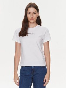 Tommy Jeans T-Shirt Essential DW0DW17359 Biały Regular Fit. Białe t-shirty Tommy Jeans, xs, bez wzorów, z bawełny, bez kołnierzyka, bez ramiączek. Za 99,99 zł.