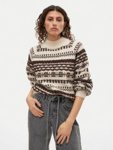 Vero Moda Golf Henya 10315561 Beżowy Regular Fit. Brązowe golfy Vero Moda, bez wzorów, z syntetyku. Za 139,99 zł.