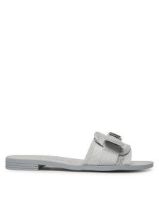 Guess Klapki FLJELYLEL19 Srebrny. Szare klapki Guess, z aplikacjami, ze skóry, bez obcasa. Za 259,99 zł.