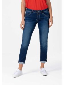 Timezone Dżinsy "Nali" - Slim fit - w kolorze granatowym rozmiar: W26. Niebieskie jeansy Timezone, z aplikacjami. Za 136,13 zł.