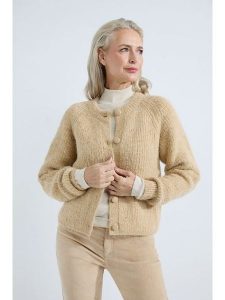 Josephine & Co Kardigan "Abigail" w kolorze beżowym rozmiar: XL. Brązowe swetry oversize Josephine & Co, xl, bez wzorów, bez ramiączek. Za 282,45 zł.